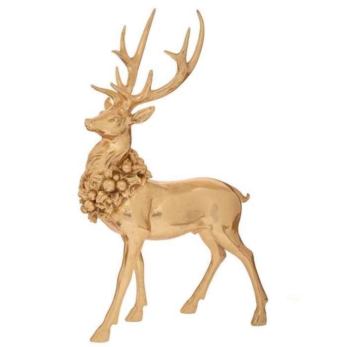 CERVO IN PIEDI IN POLIRESINA ORO 28X14X45,5CM